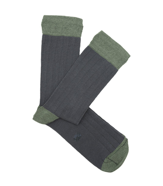 Calcetines Canalé Gris Y Verde