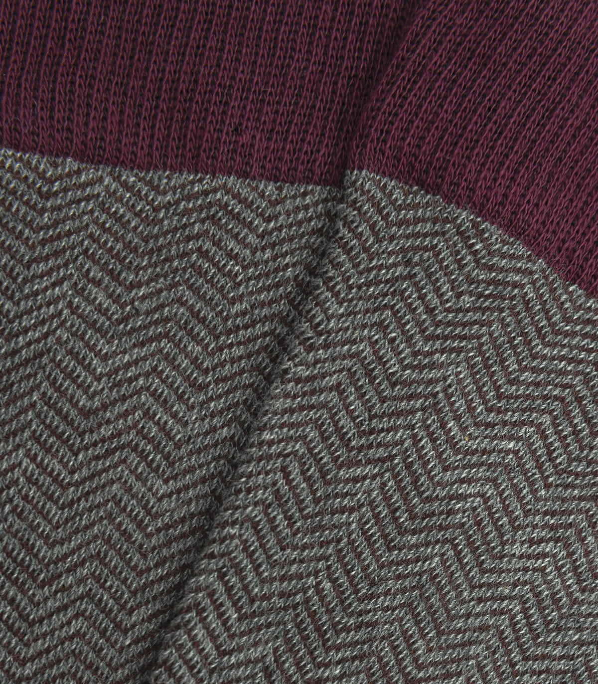 Gray and Burgundy Herringbone Knee High Socks