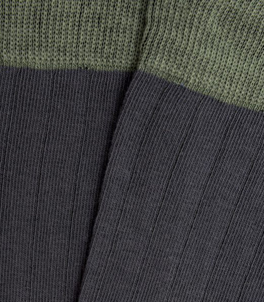 Gray and Green Ribbed Knee High Socks