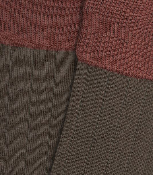 Brown and Caldera Ribbed Knee High Socks