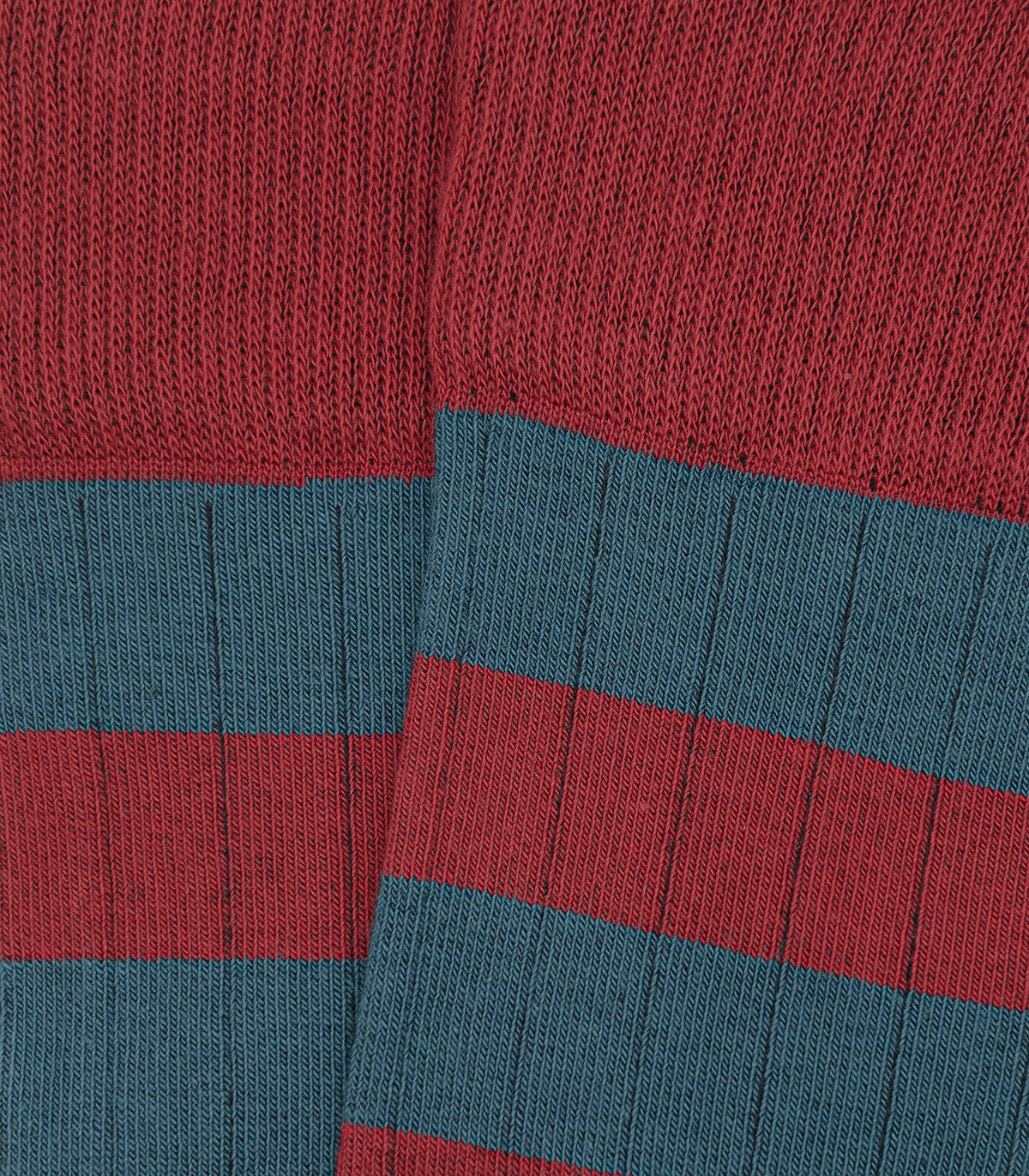 Light Blue and Red Striped Ribbed Knee High Socks