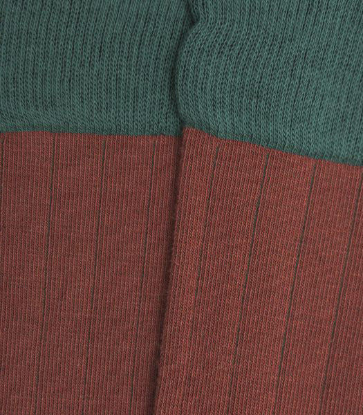 Tile and Green Ribbed High Socks