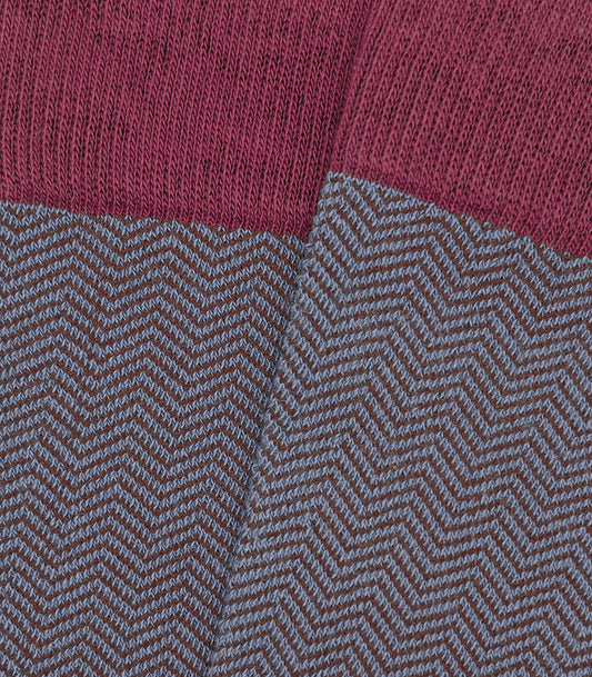 Blue and Burgundy Herringbone Socks