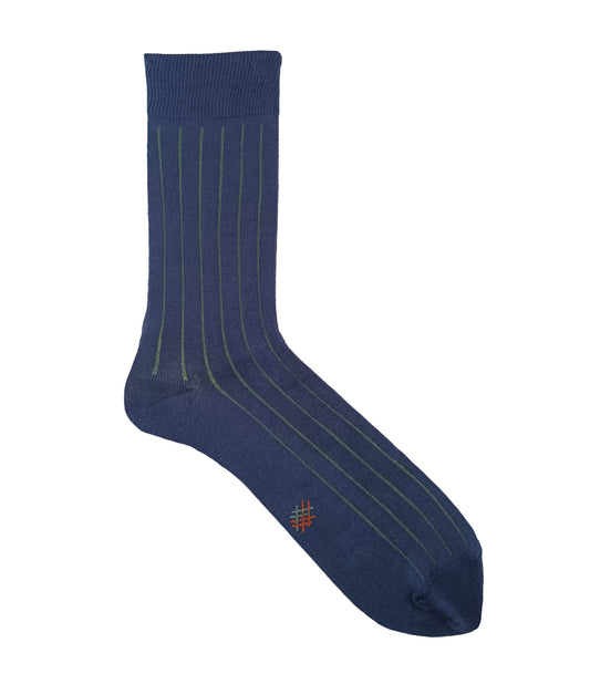 Navy and Green Ribbed Socks