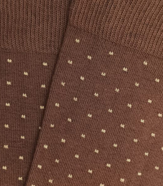 Calcetines Altos Topitos Marrón Y Beige