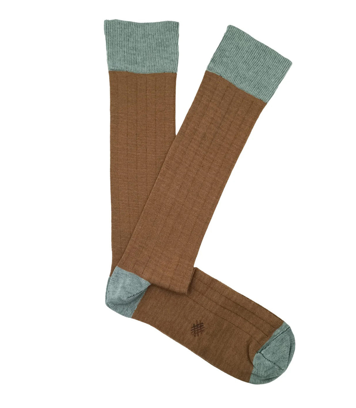 Latte And Steel Blue Knee High Socks