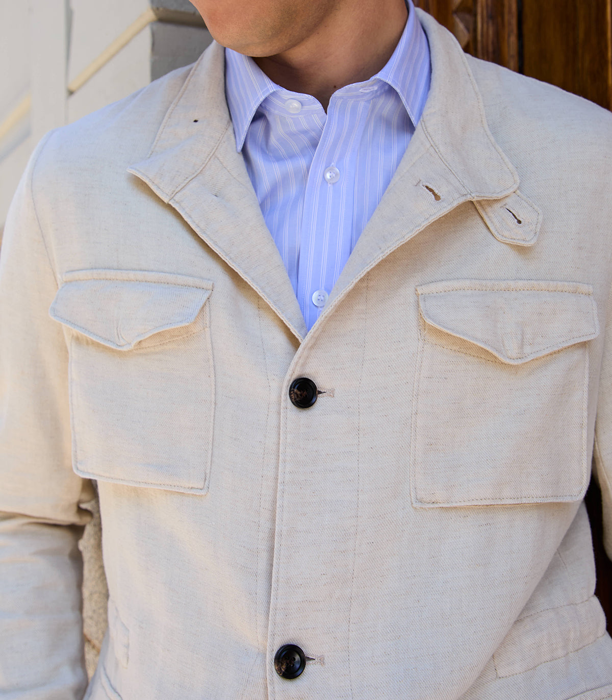 Ecru Linen Cotton Parka