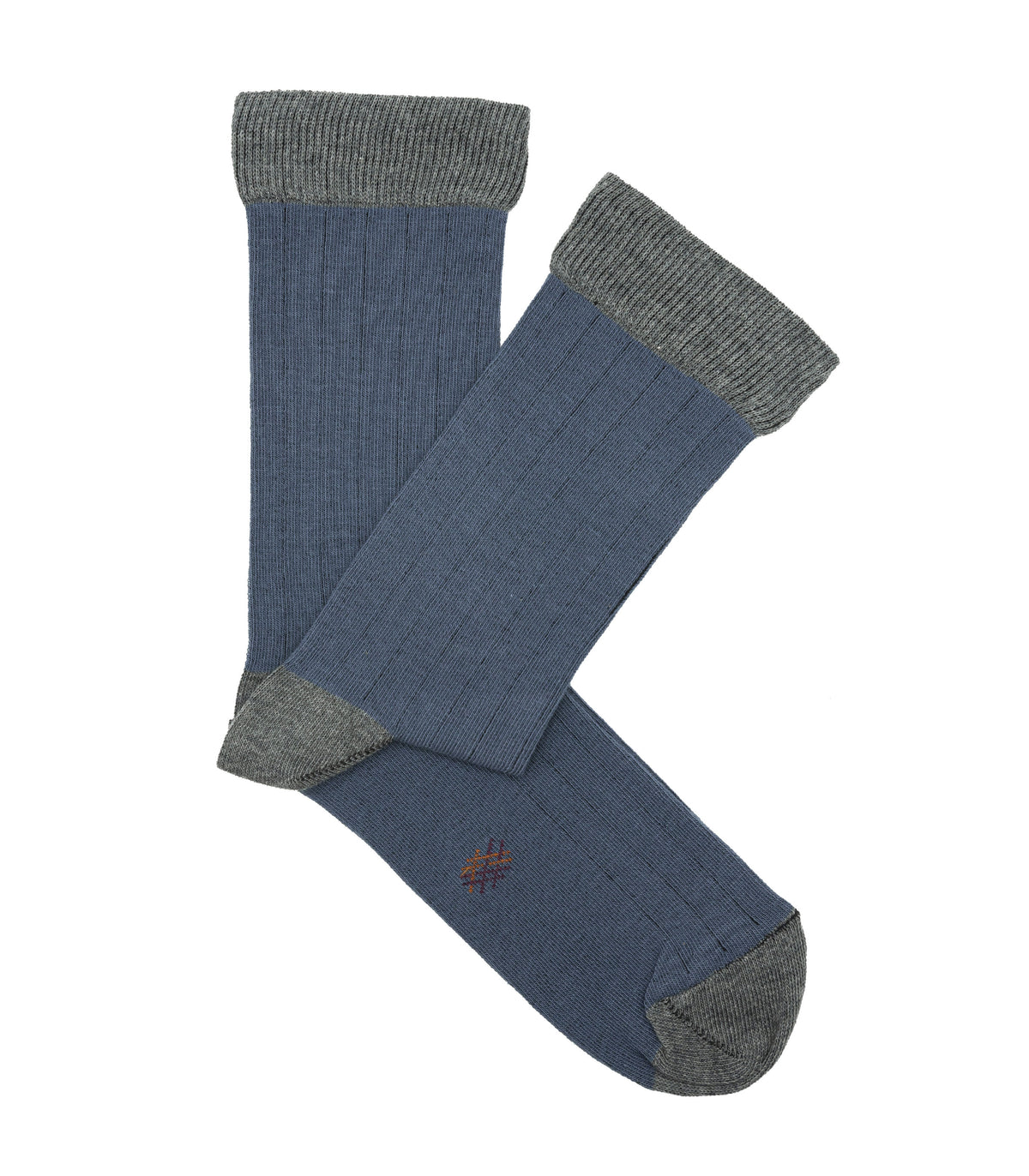 Blue And Grey Ribbed Socks