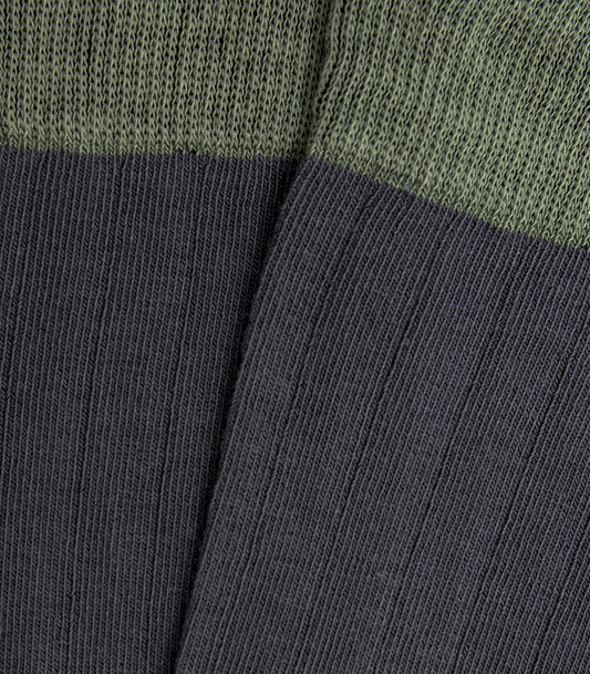 Calcetines Canalé Gris Y Verde
