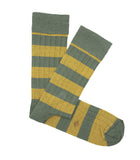 Green And Yellow Striped Ribbed Socks