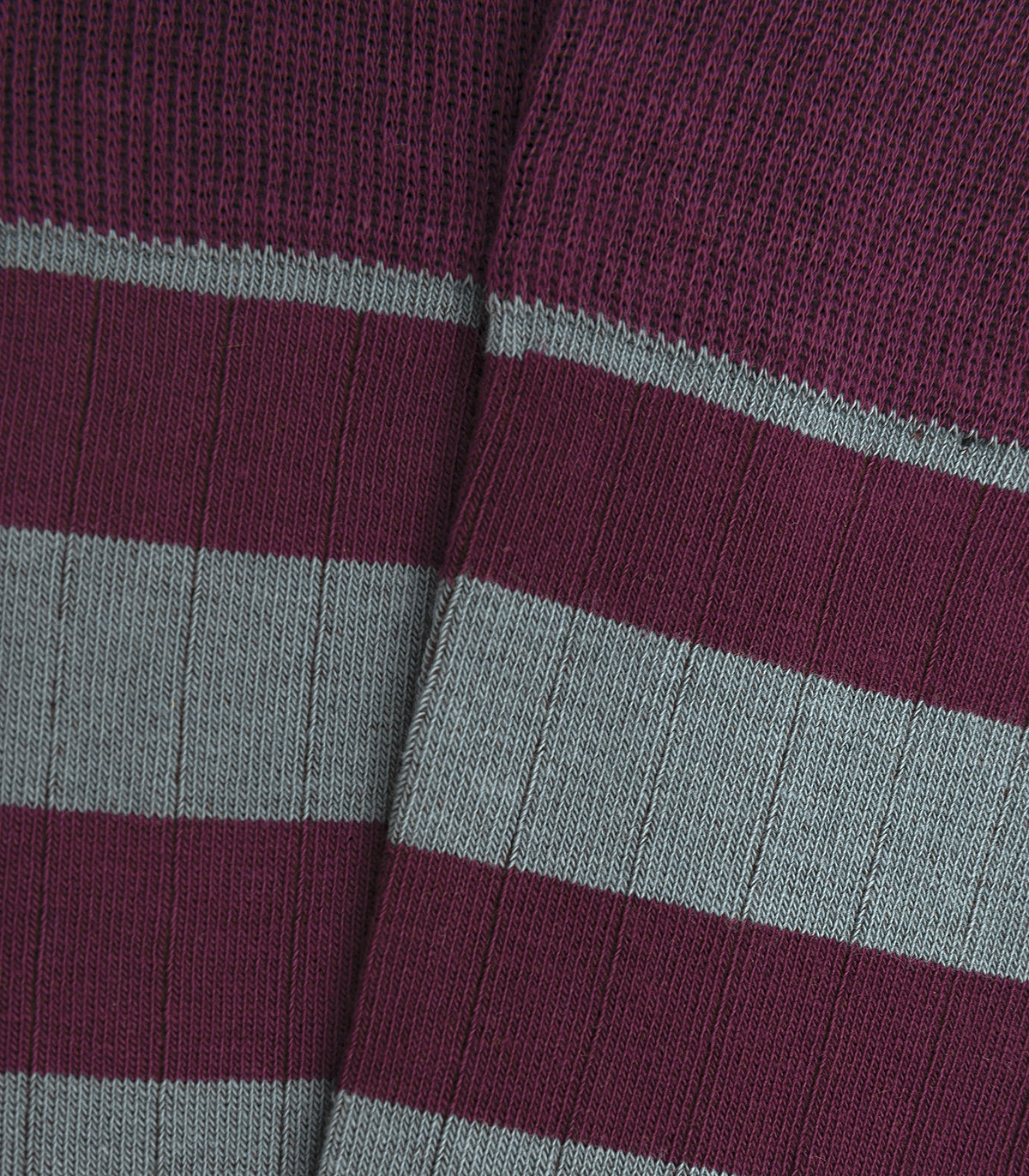 Burgundy And Light Blue Striped Ribbed Socks