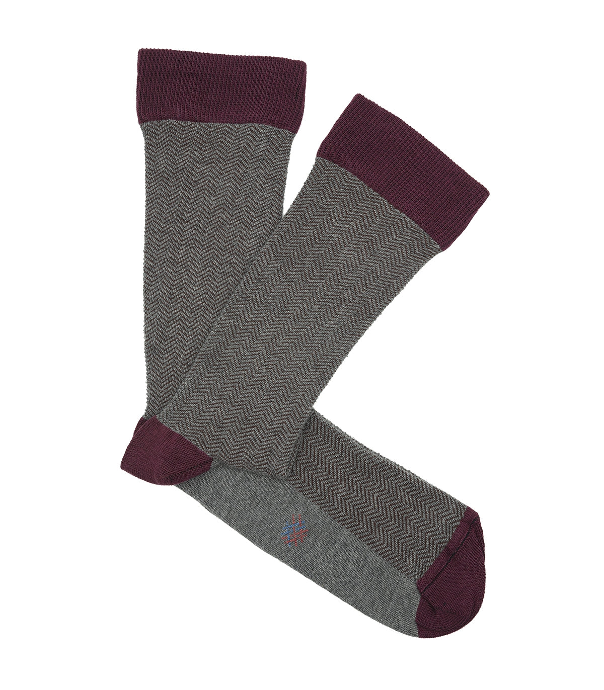 Calcetines Espiga Gris y Burdeos
