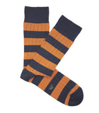 Blue And Orange Striped Ribbed Socks
