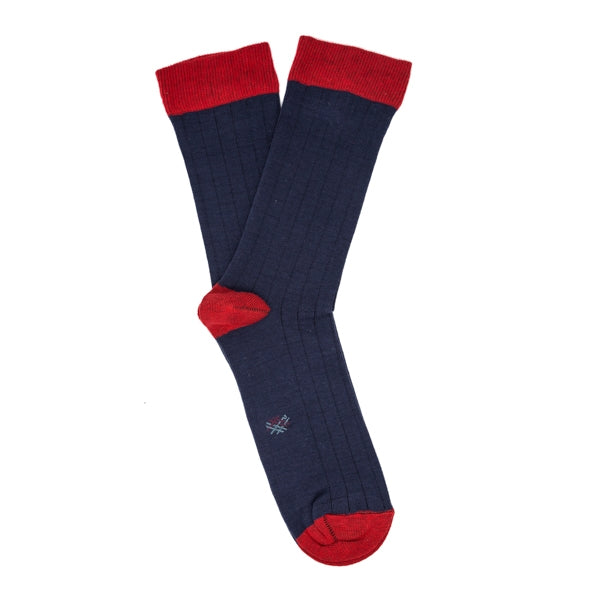 Calcetines Canalé Azul Y Rojo