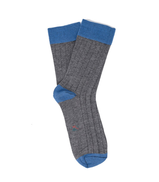 Calcetines Canalé Gris Y Azul Claro