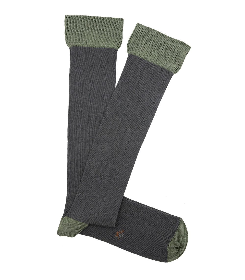 Calcetines Altos Canalé Gris y Verde