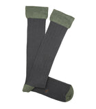 Calcetines Altos Canalé Gris y Verde