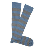 Calcetines Altos Canalé Rayas Azul y Gris