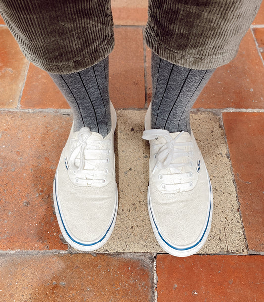 Calcetines Canalé Gris Y Azul Claro
