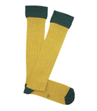 Yellow And Green Ribbed Knee High Socks