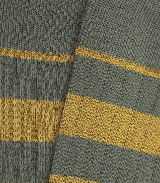 Calcetines Altos Canalé Rayas Amarillo Y Verde