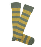 Calcetines Altos Canalé Rayas Amarillo Y Verde