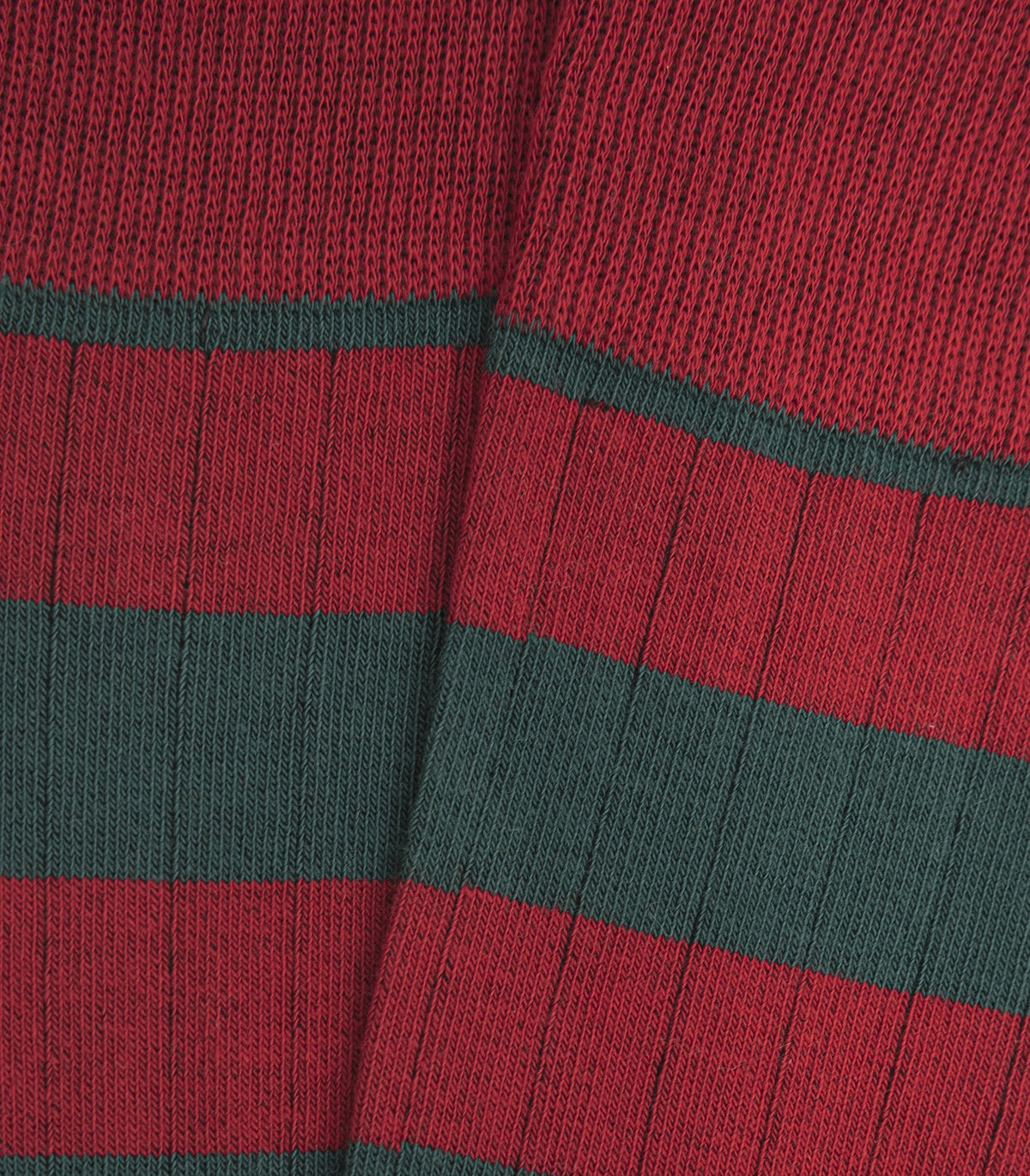 Red And Green Striped Ribbed Knee High Socks