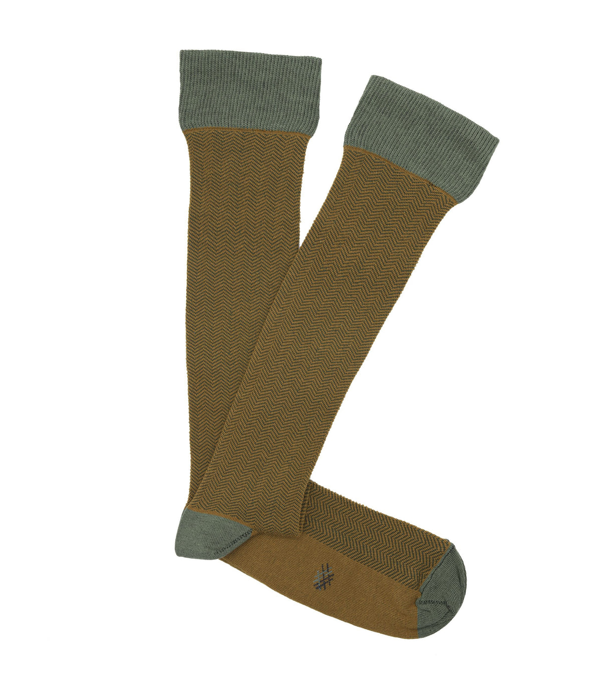 Green And Yellow Herringbone Knee High Socks