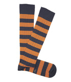 Blue and Orange Striped Ribbed Knee High Socks