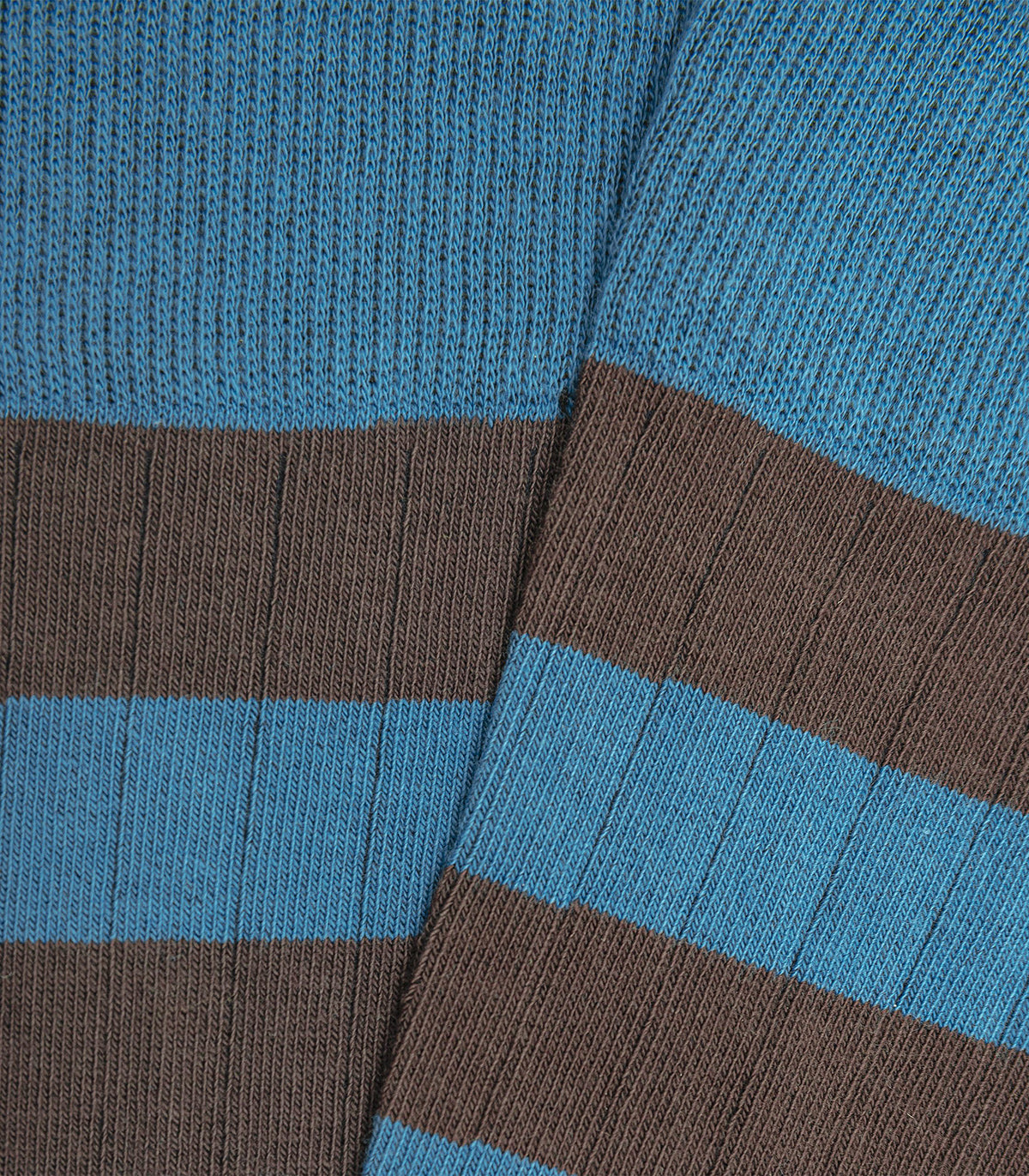 Blue and Brown Striped Ribbed Knee High Socks