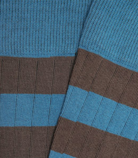 Calcetines Canalé Rayas Azul Claro y Marrón