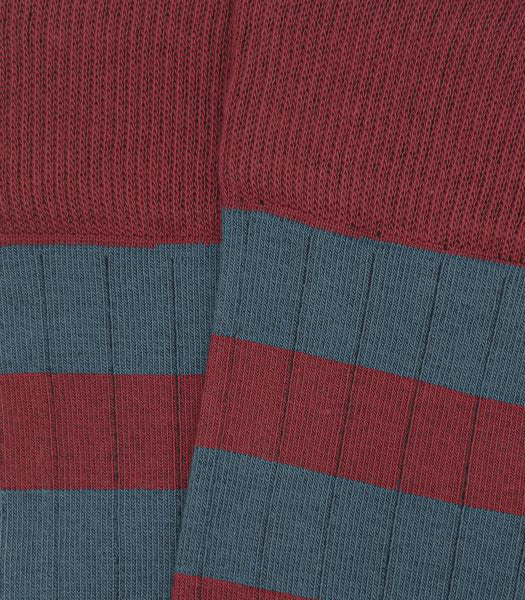 Calcetines Canalé Rayas Rojo y Azul Claro