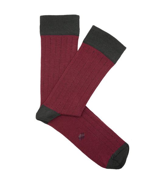 Calcetines Canalé Rojo y Gris