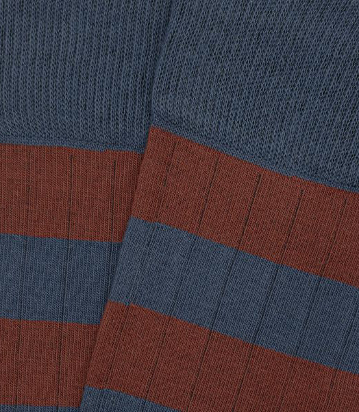 Calcetines Canalé Rayas Azul y Teja