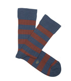 Calcetines Canalé Rayas Azul y Teja