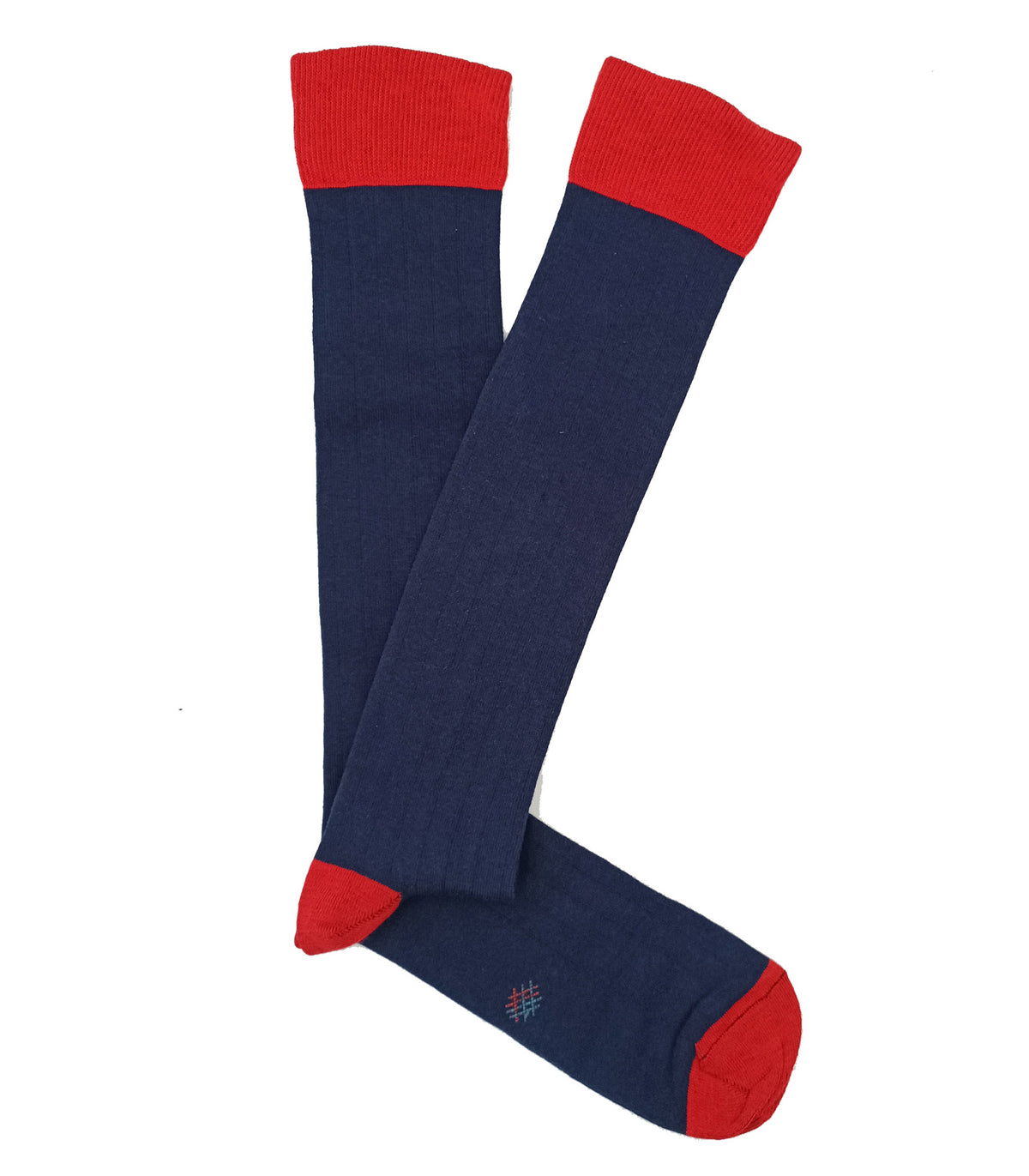 Blue and Red Ribbed High Socks
