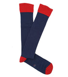 Blue and Red Ribbed High Socks