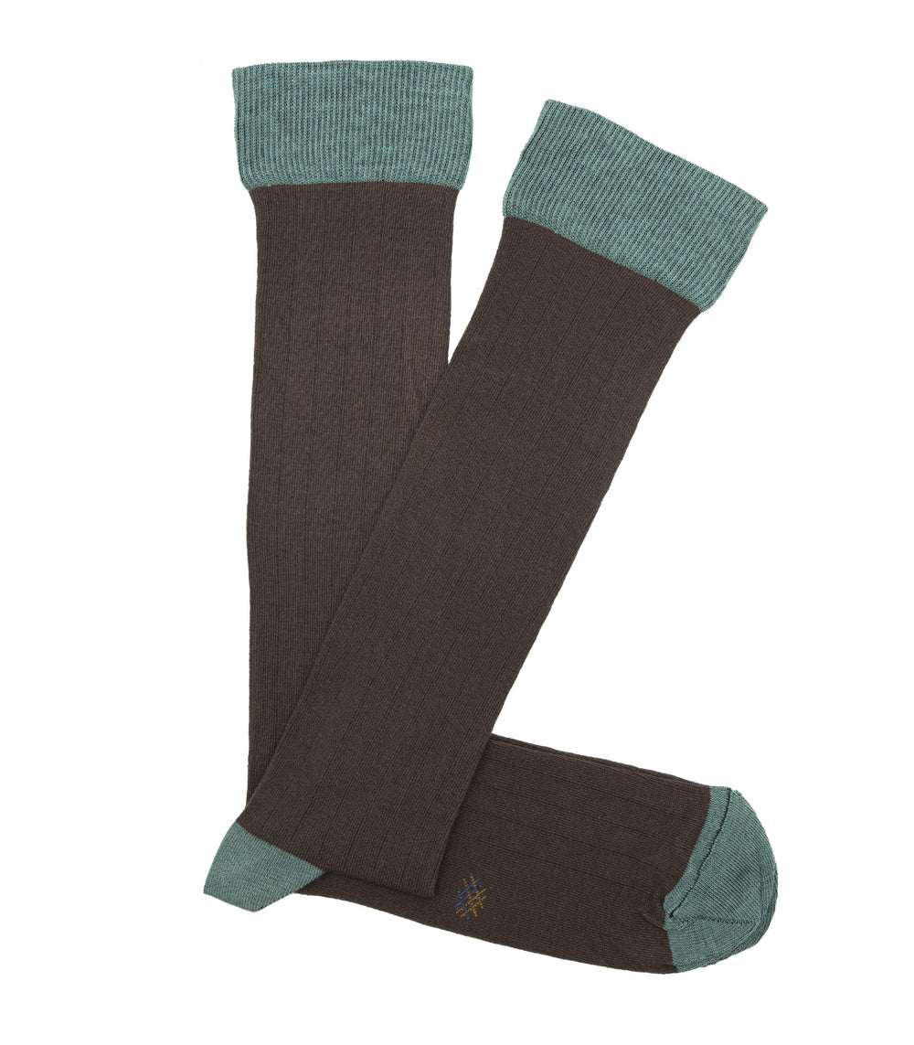 Calcetines Altos Canalé Marrón y Azul