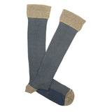 Calcetines Altos Ojo De Perdiz Azul y Beige
