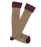 Calcetines Altos Ojo De Perdiz Beige y Burdeos