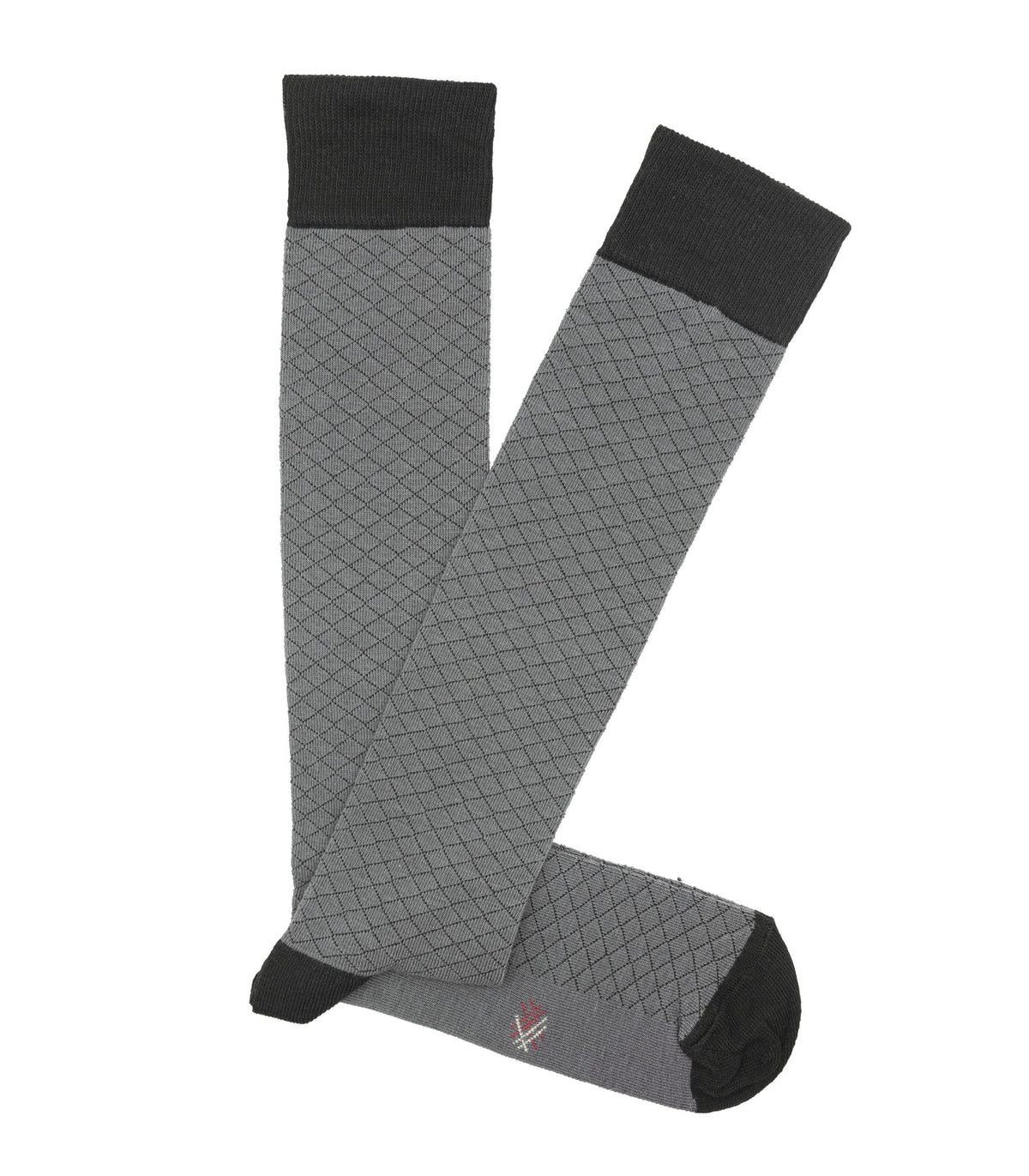 Gray Small Diamond High Socks