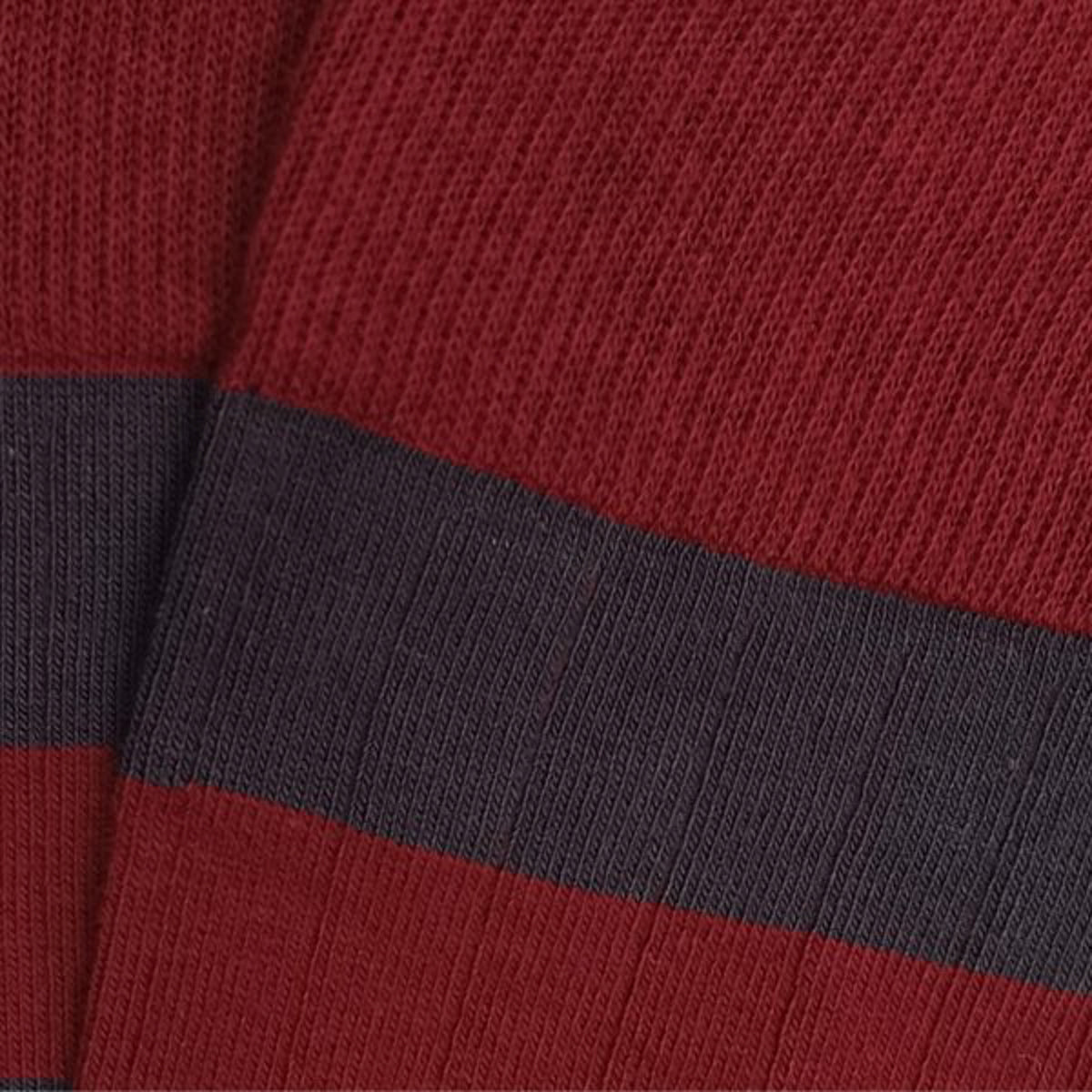Burgundy And Gray Striped Ribbed Socks