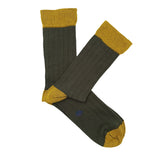 Calcetines Canalé Verde Y Amarillo