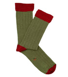 Calcetines Canalé Verde Y Rojo