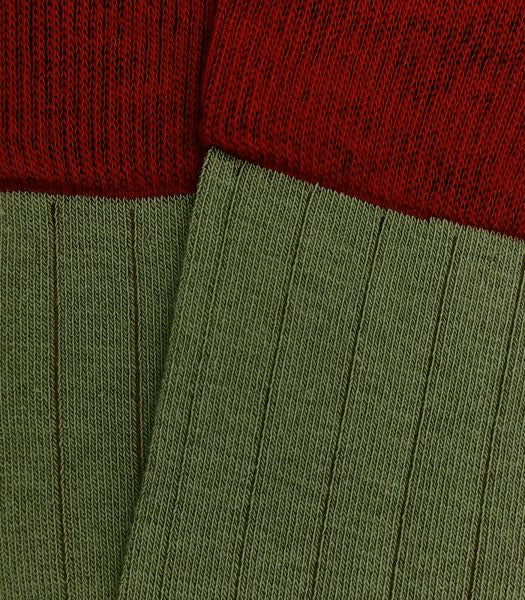 Calcetines Canalé Verde Y Rojo