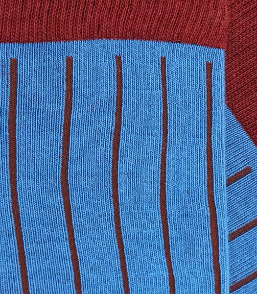 Blue and Burgundy Ribbed Socks
