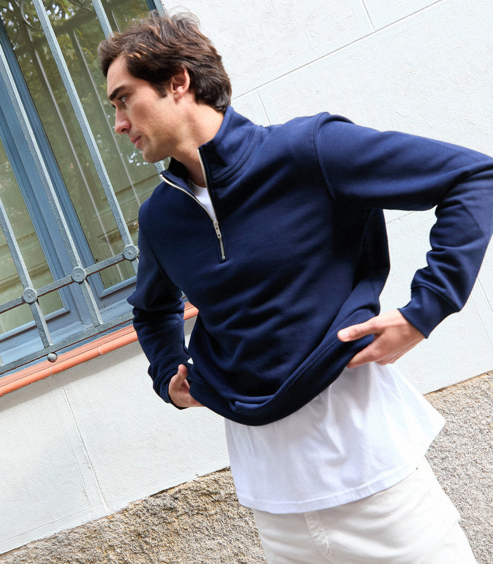 Sudadera Zipper Marine Algodón Orgánico