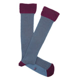 Calcetines Altos Ojo De Perdiz Azul Claro Y Burdeos