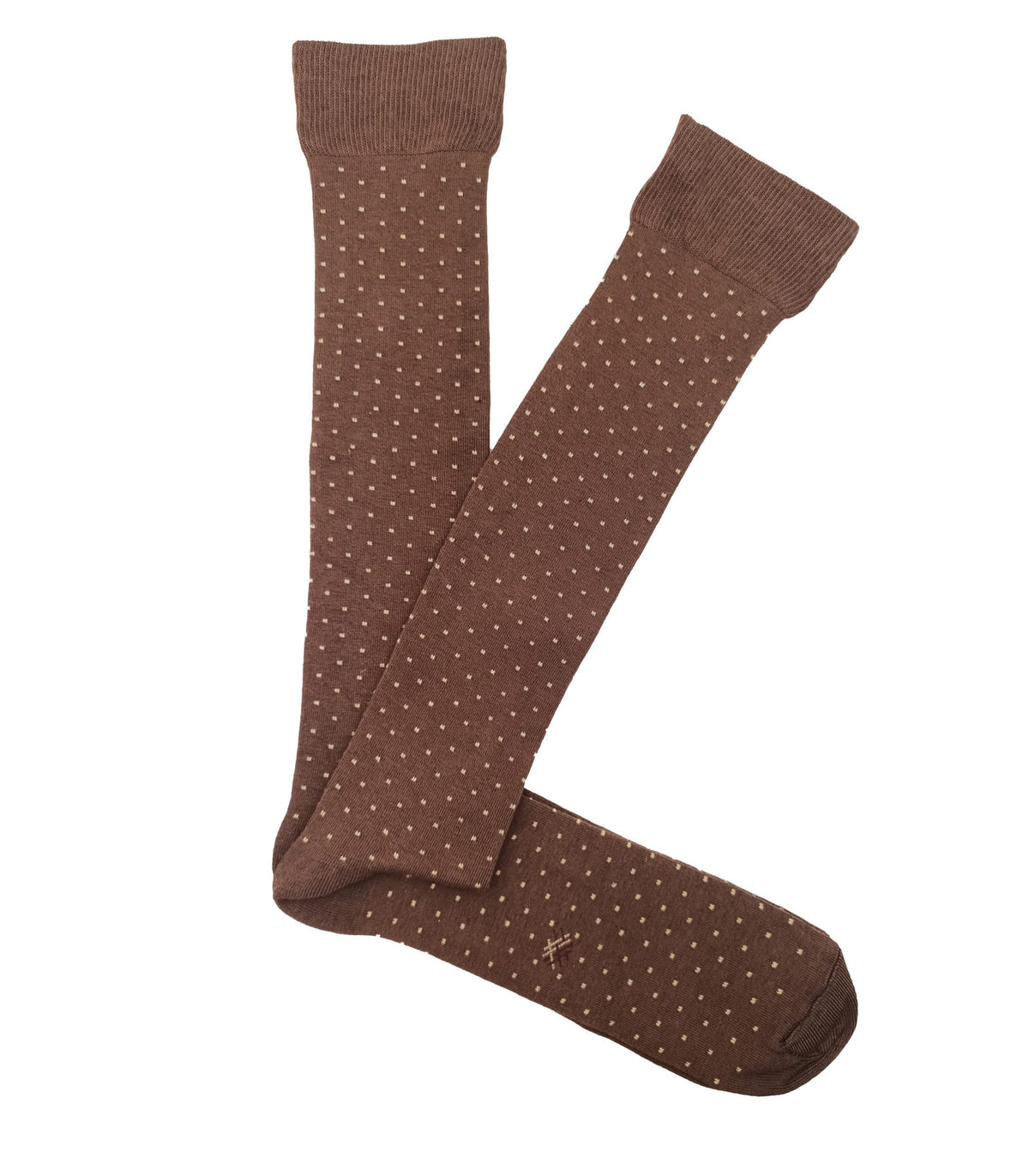 Calcetines Altos Topitos Marrón Y Beige
