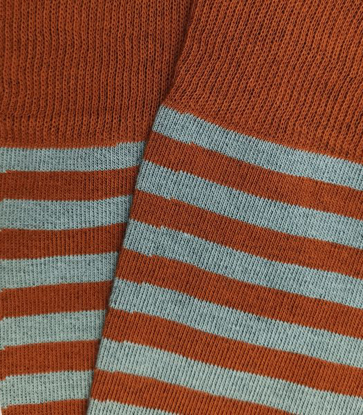 Light Blue and Brick Red Striped Knee High Socks